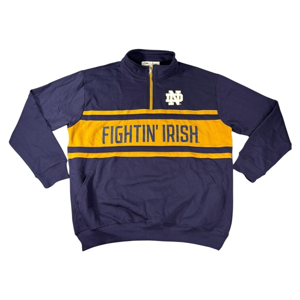 Fanatics Notre Dame Fighting Irish Quarter Zip Sweatshirt Navy Gold Mens 1X